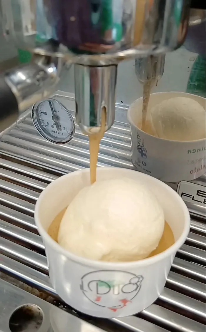 L'affogato al caffè nella coppetta Il Duo
