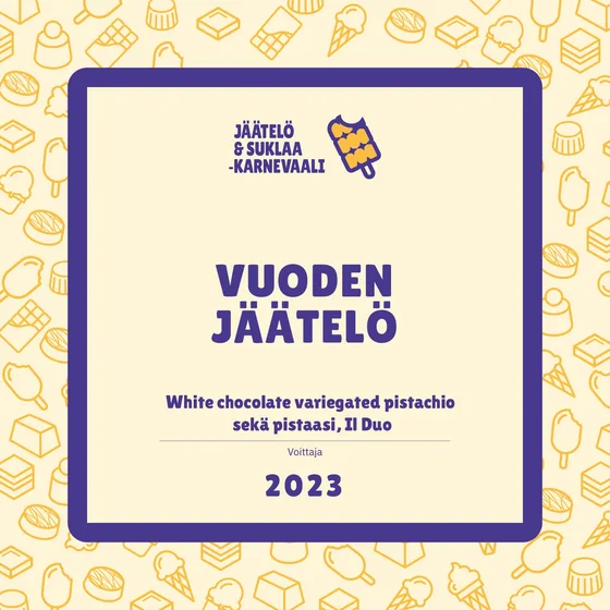Attestato Vuoden Jäätelö 2023 del Jäätelö & Suklaa -karnevaali per Il Duo